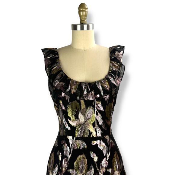 New w/ Tags WE ARE KINDRED silk metallic floral dress HARLOW FLOUNCE gown. - Picture 6 of 17
